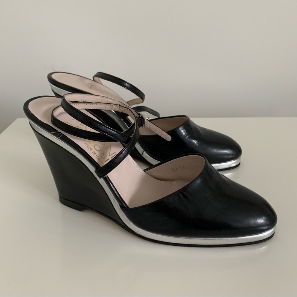 Mignani Per Sarosi leather wedges size 6.5